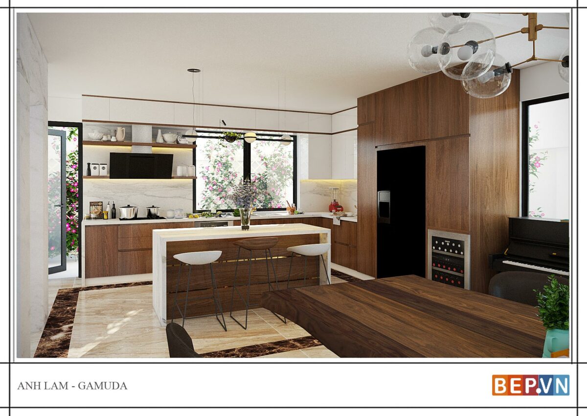 Thiết kế tủ bếp chữ L - Anh Lâm Gamuda - Hình ảnh 2