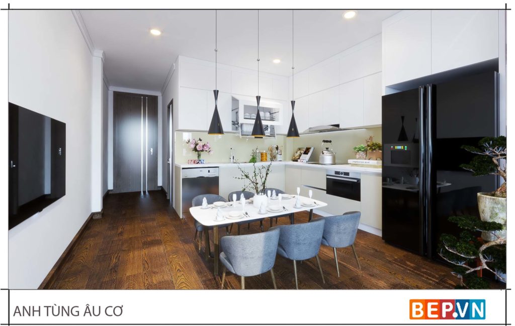 thiết kế tủ bếp chữ L gia đình anh Tùng 1