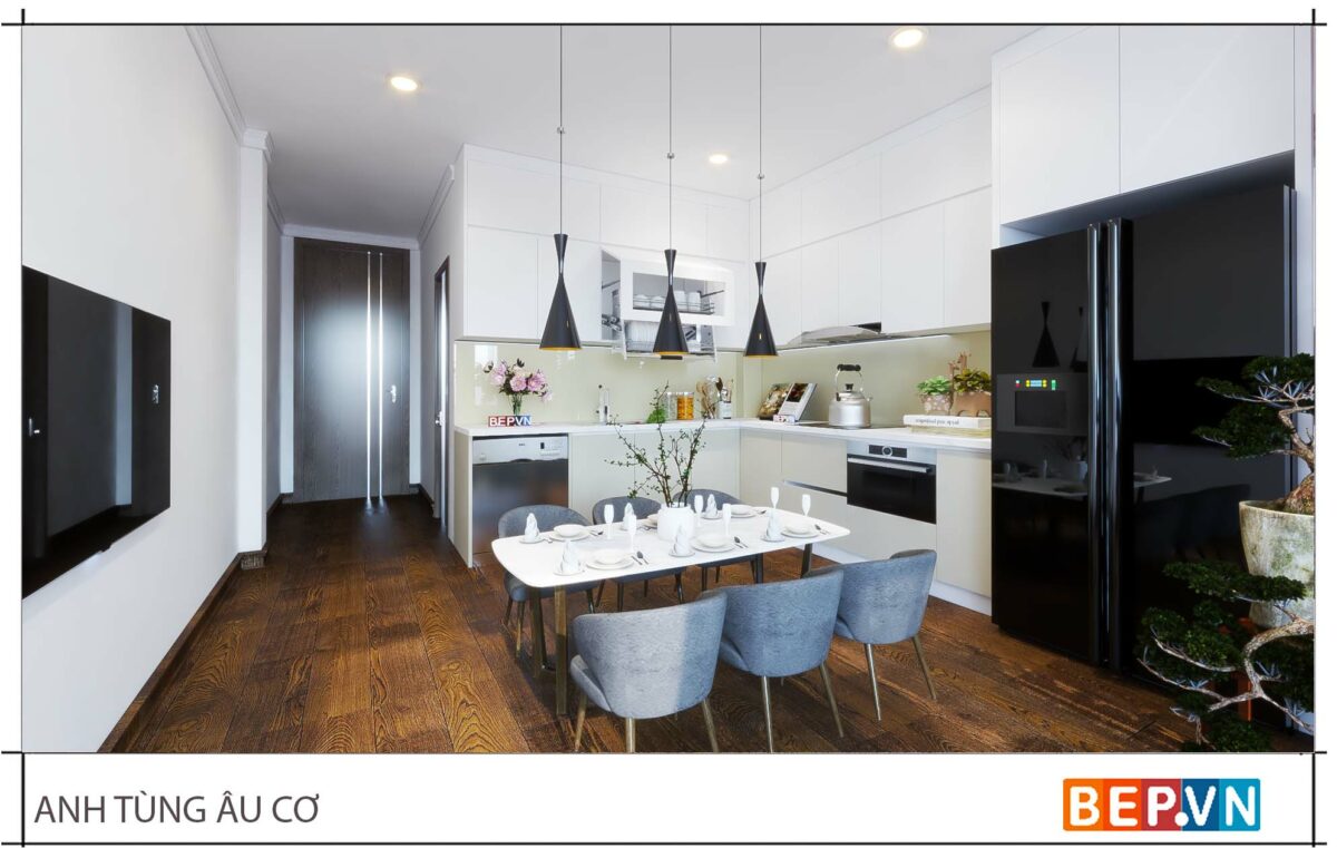 Thiết kế tủ bếp chữ L đẹp hiện đại gia đình anh Tùng - Âu Cơ - Hình ảnh 2