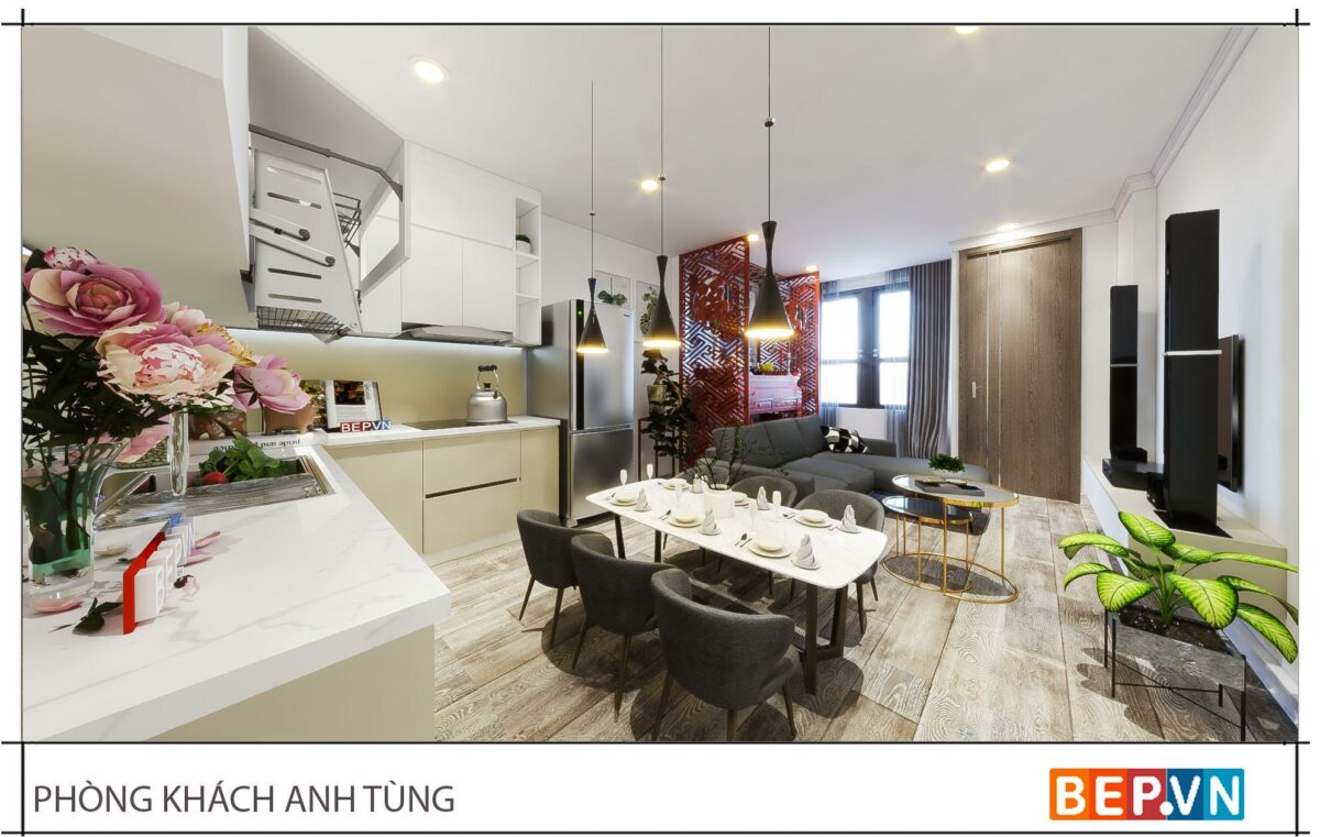 Thiết kế tủ bếp chữ L đẹp hiện đại gia đình anh Tùng - Âu Cơ - Hình ảnh 4