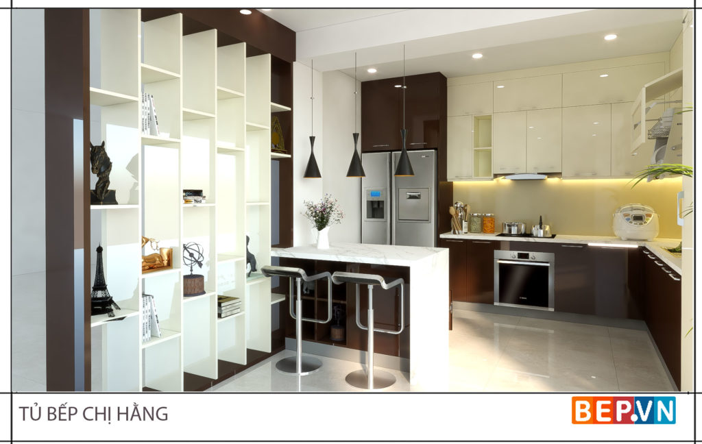 thiết kế tủ bếp đẹp hiện đại gia đình chị Hằng 2