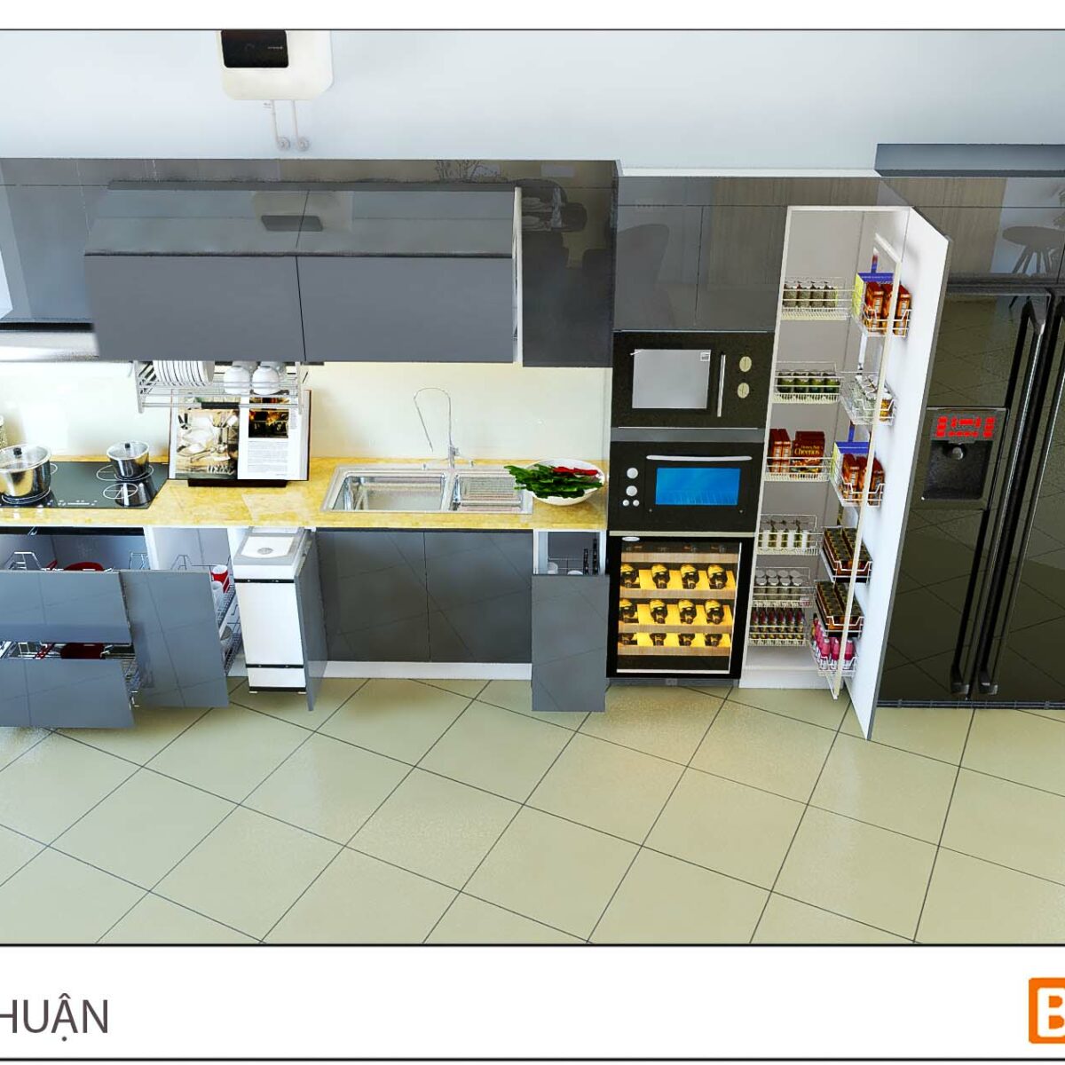 Thiết kế tủ bếp chữ i đẹp chị Thuận - Đường Láng