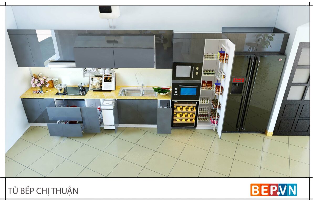 Thiết kế tủ bếp chữ i đẹp chị Thuận - Đường Láng