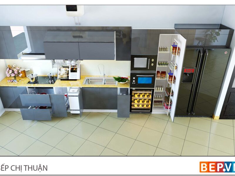 Thiết kế tủ bếp chữ i đẹp chị Thuận - Đường Láng