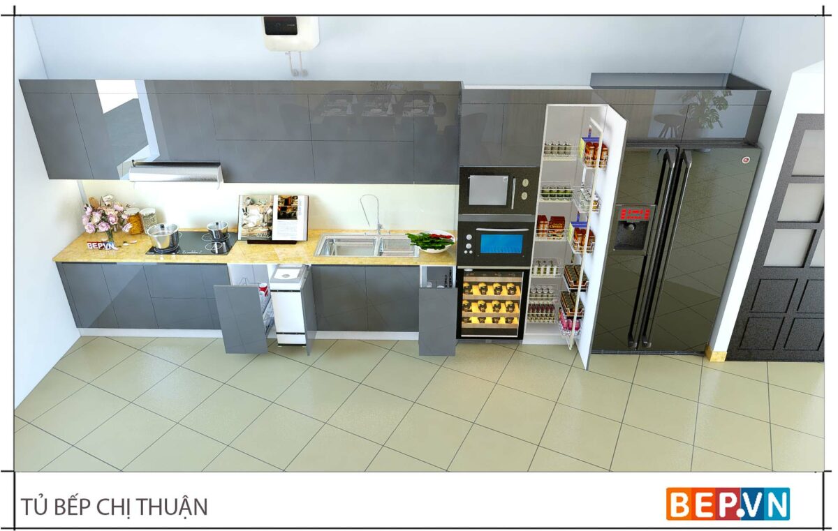 Thiết kế tủ bếp chữ i đẹp chị Thuận - Đường Láng - Hình ảnh 2