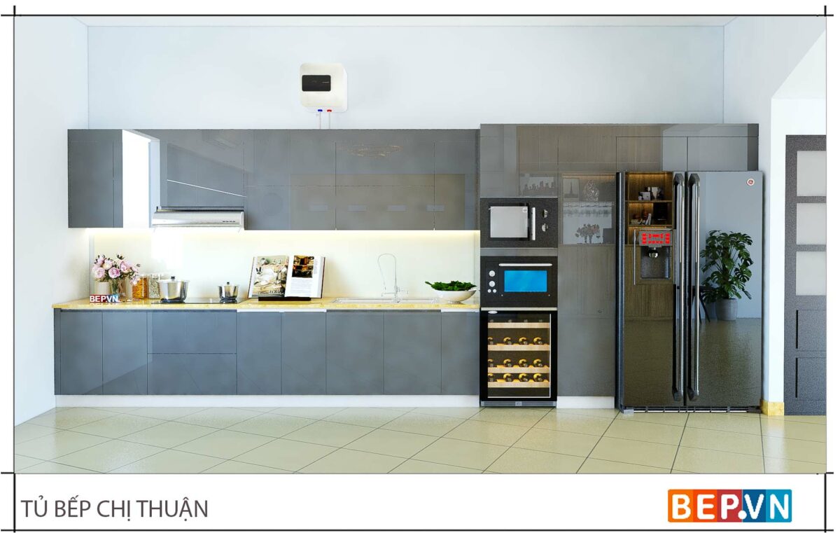Thiết kế tủ bếp chữ i đẹp chị Thuận - Đường Láng - Hình ảnh 3