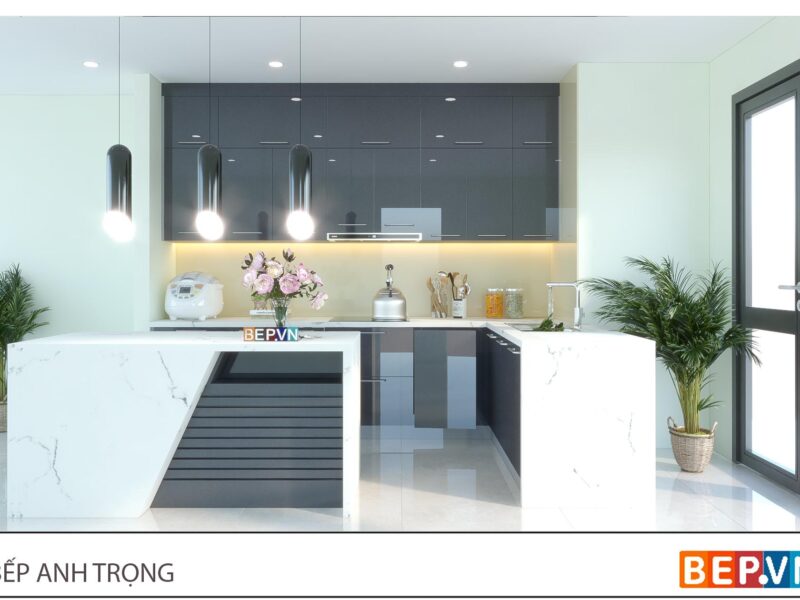 Thiết kế tủ bếp chữ L nhà anh Trọng- Trường Chinh