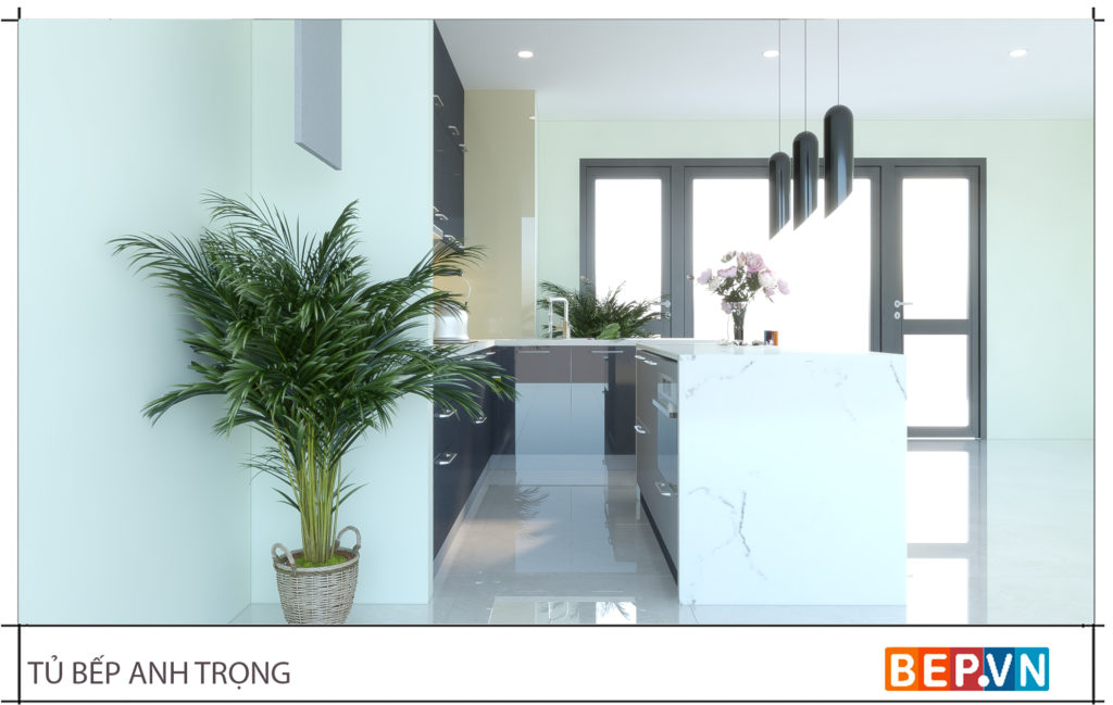 thiết kế tủ bếp chữ L đẹp hiện đại gia đình anh Trọng 3