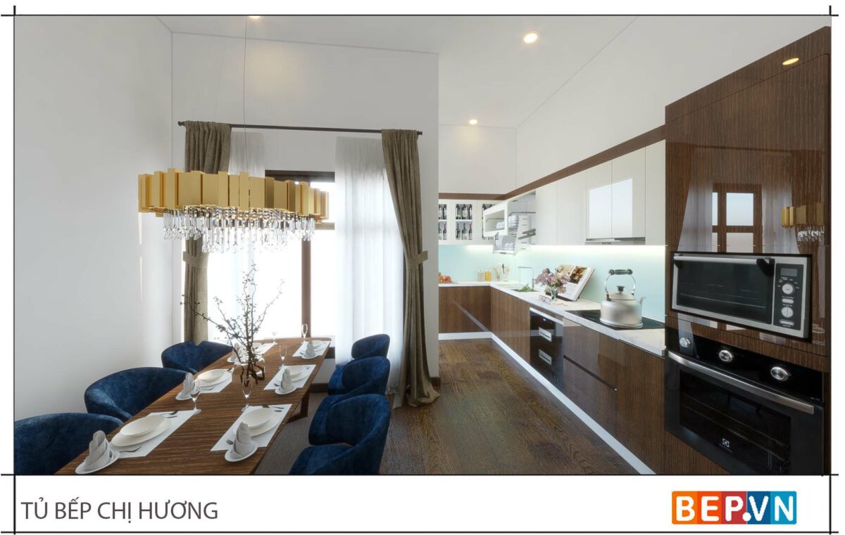 Thiết kế tủ bếp chữ L đẹp gia đình chị Hương - Tạ Quang Bửu - Hình ảnh 3