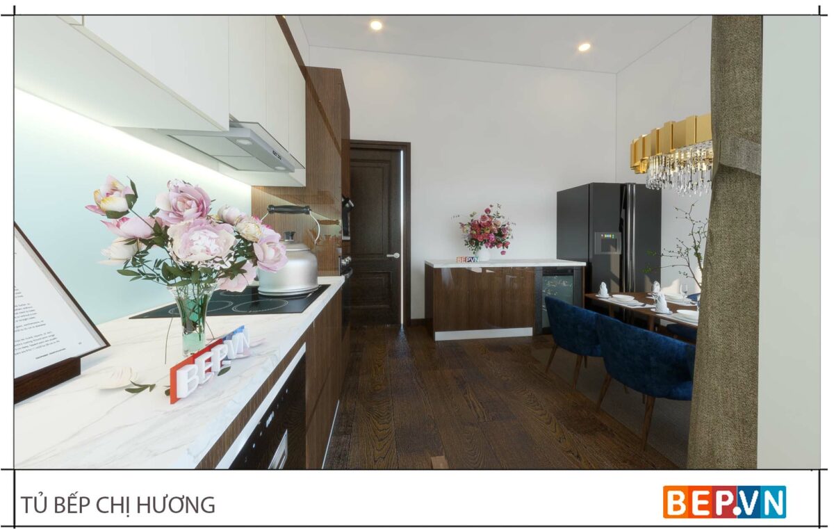 Thiết kế tủ bếp chữ L đẹp gia đình chị Hương - Tạ Quang Bửu - Hình ảnh 2