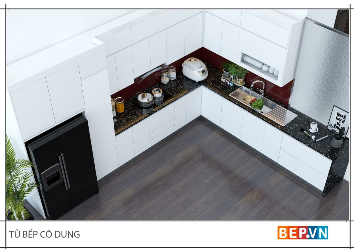 Thiết kế tủ bếp chữ L đẹp tinh tế gia đình cô Dung - Thượng Đình - Hình ảnh 4