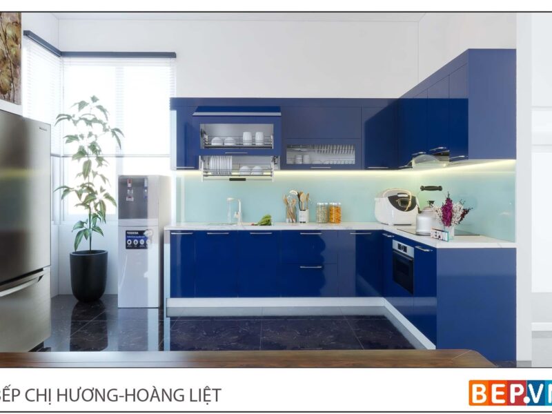 Alternative view of Thiết kế tủ bếp chữ L hiện đại gia đình chị Hương - Hoàng Liệt