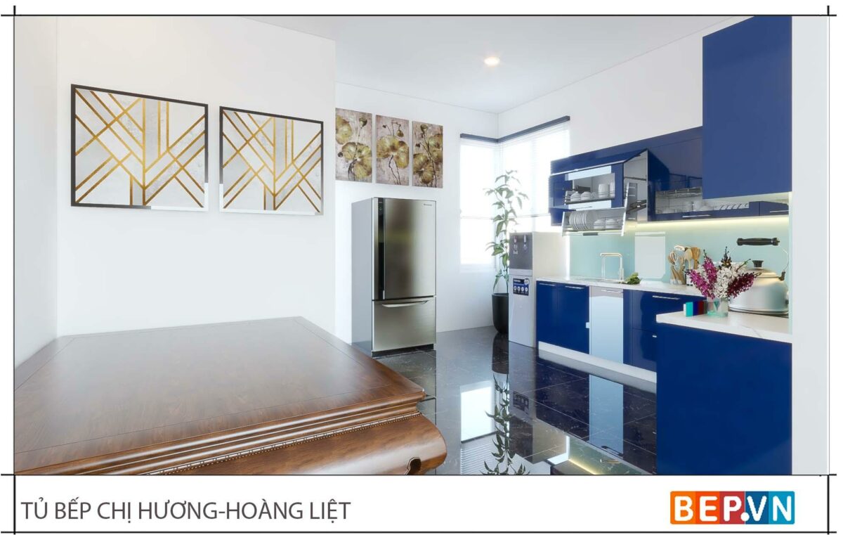 Thiết kế tủ bếp chữ L hiện đại gia đình chị Hương - Hoàng Liệt - Hình ảnh 3