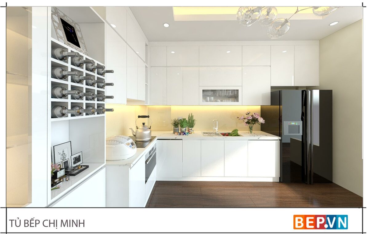 Thiết kế tủ bếp chữ L hiện đại gia đình chị Minh - Phạm Tuấn Tài - Hình ảnh 2