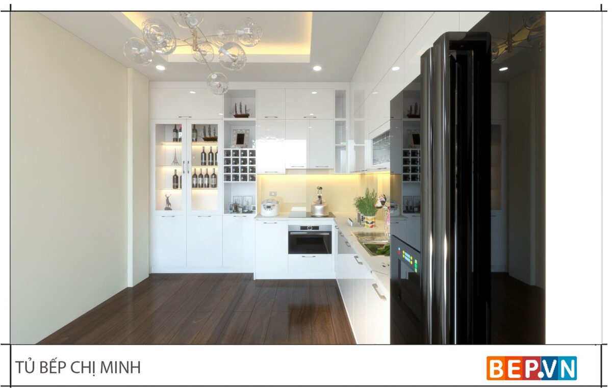 Thiết kế tủ bếp chữ L hiện đại gia đình chị Minh - Phạm Tuấn Tài