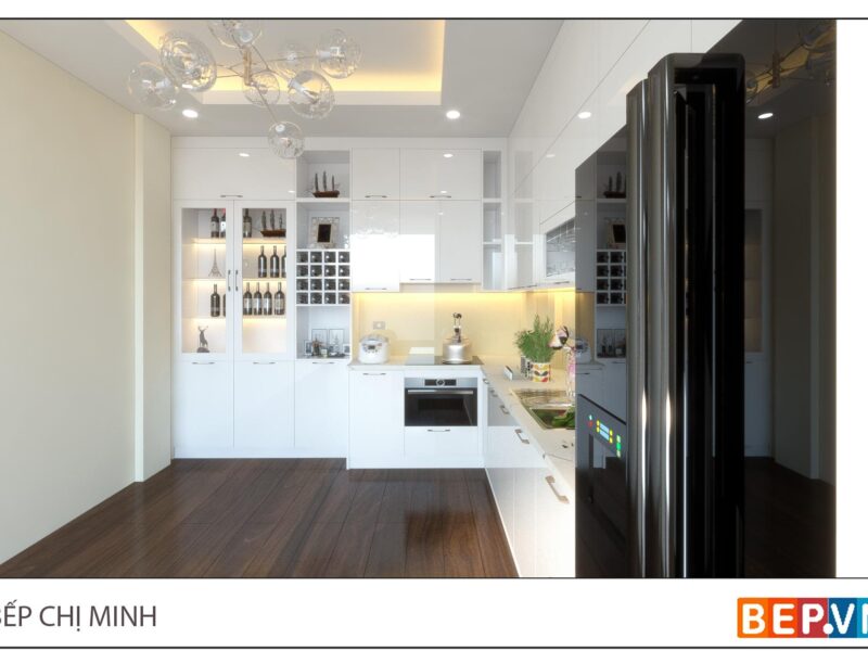 Thiết kế tủ bếp chữ L hiện đại gia đình chị Minh - Phạm Tuấn Tài