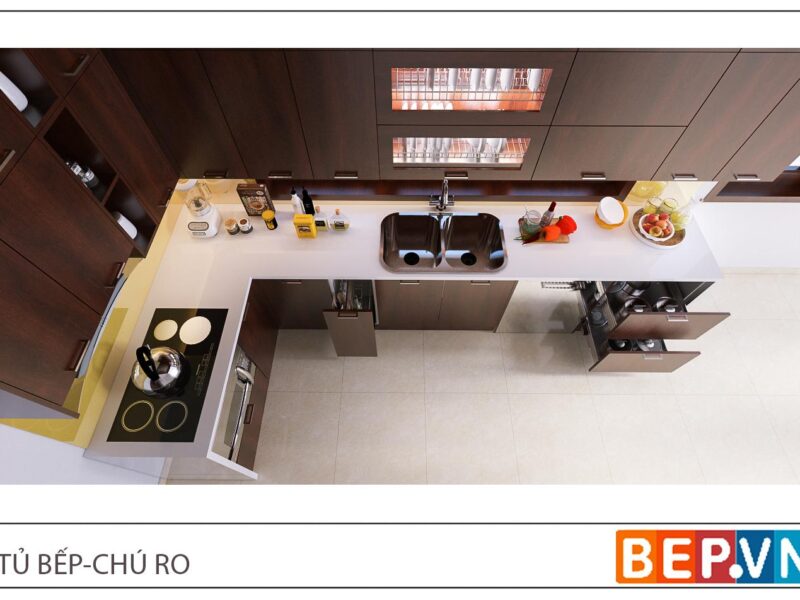 Alternative view of Tủ bếp Laminate chữ L gia đình chú Ro