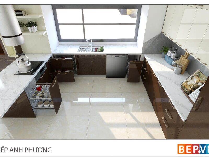 Alternative view of Thiết kế tủ bếp chữ U đẹp hiện đại gia đình anh Phương - Trúc Khê