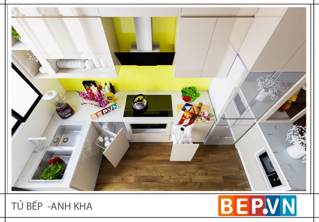 Thiết kế tủ bếp chữ U gia đình anh Kha ảnh 3