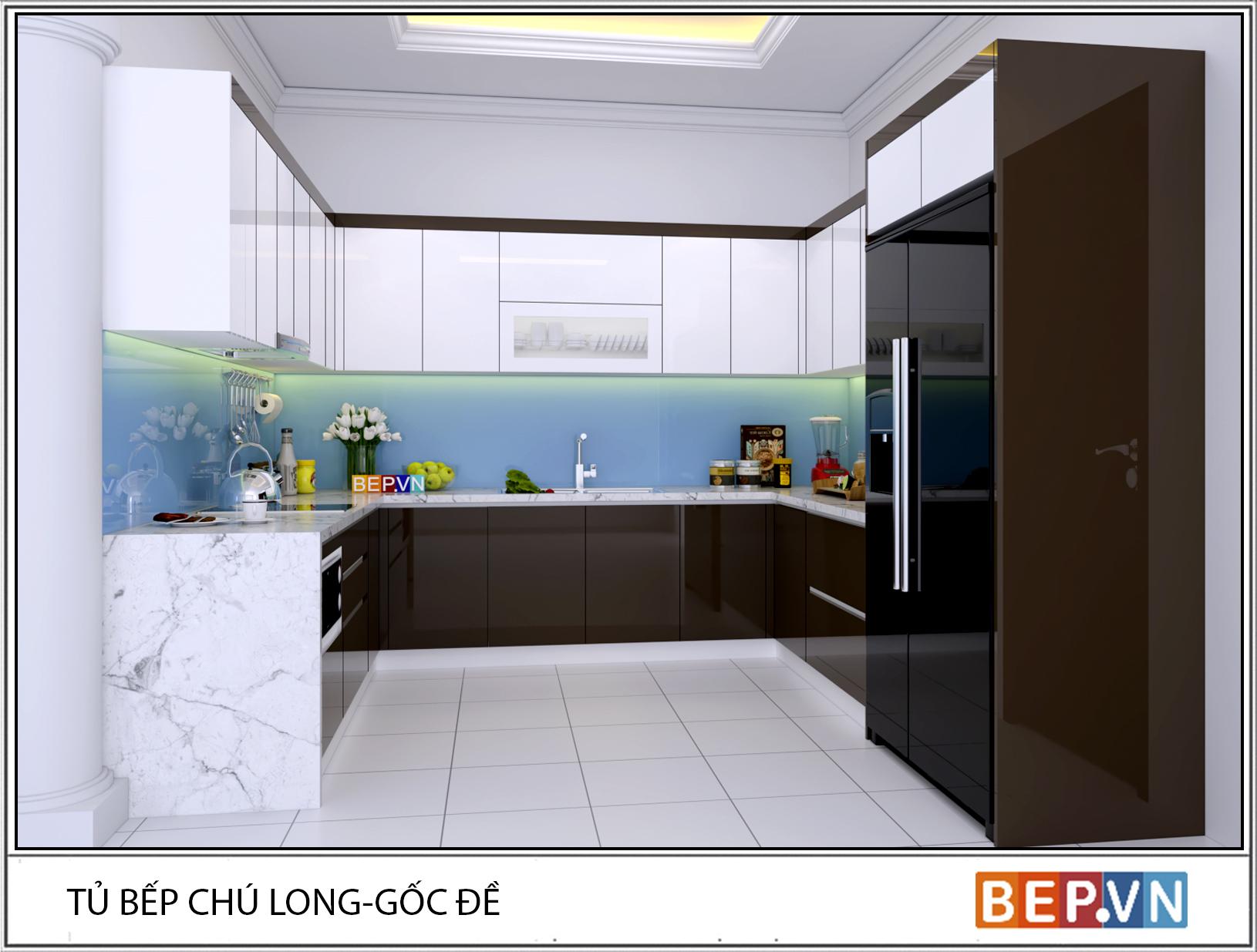 Tủ bếp chữ U siêu rộng