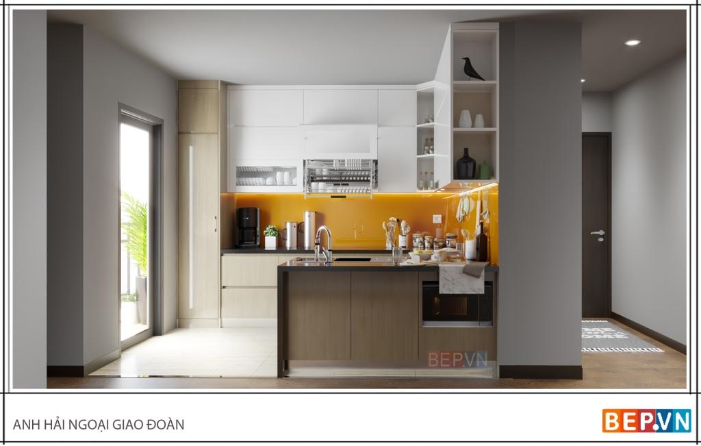 Mẫu tủ bếp chữ U cho chung cư ngoại giao đoàn