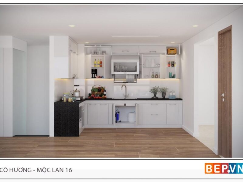 Tủ bếp chữ L gia đình cô Hương - Mộc Lan