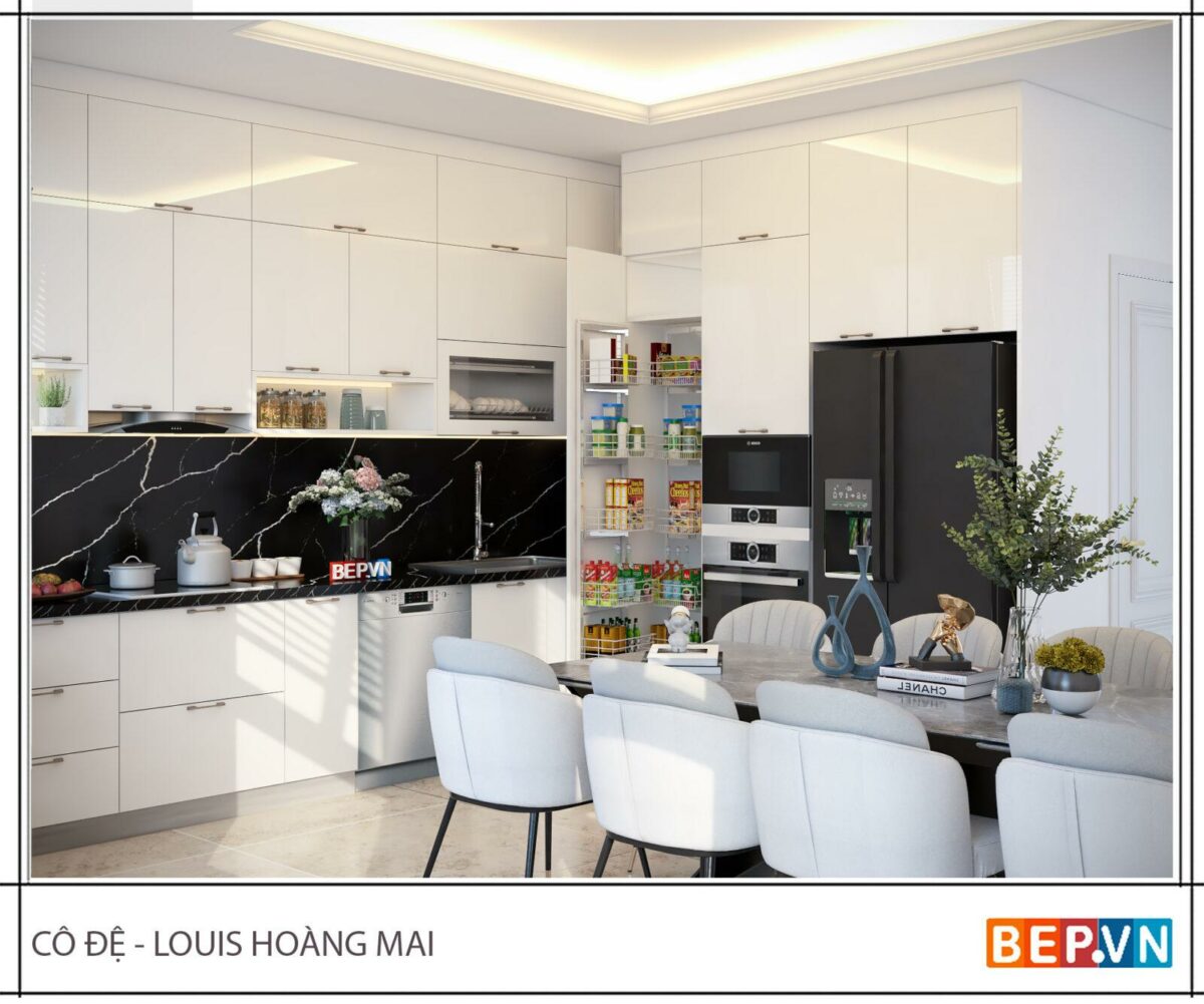 Mẫu tủ bếp Acrylic hiện đại - Chị Đệ (BT Louis Hoàng Mai) - Hình ảnh 5