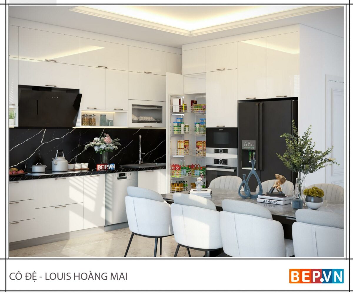 Mẫu tủ bếp Acrylic hiện đại - Chị Đệ (BT Louis Hoàng Mai) - Hình ảnh 3