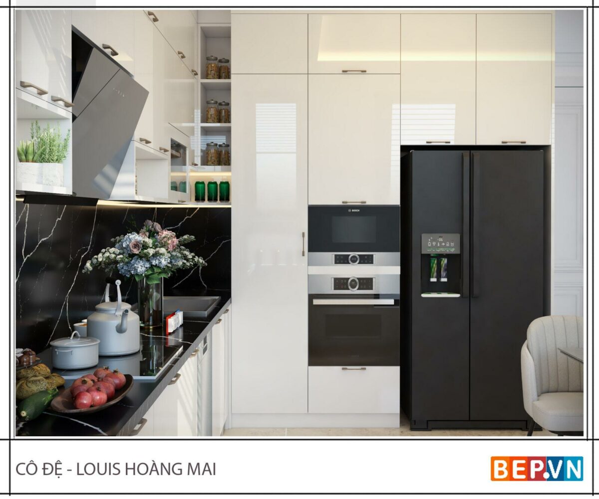 Mẫu tủ bếp Acrylic hiện đại - Chị Đệ (BT Louis Hoàng Mai) - Hình ảnh 2