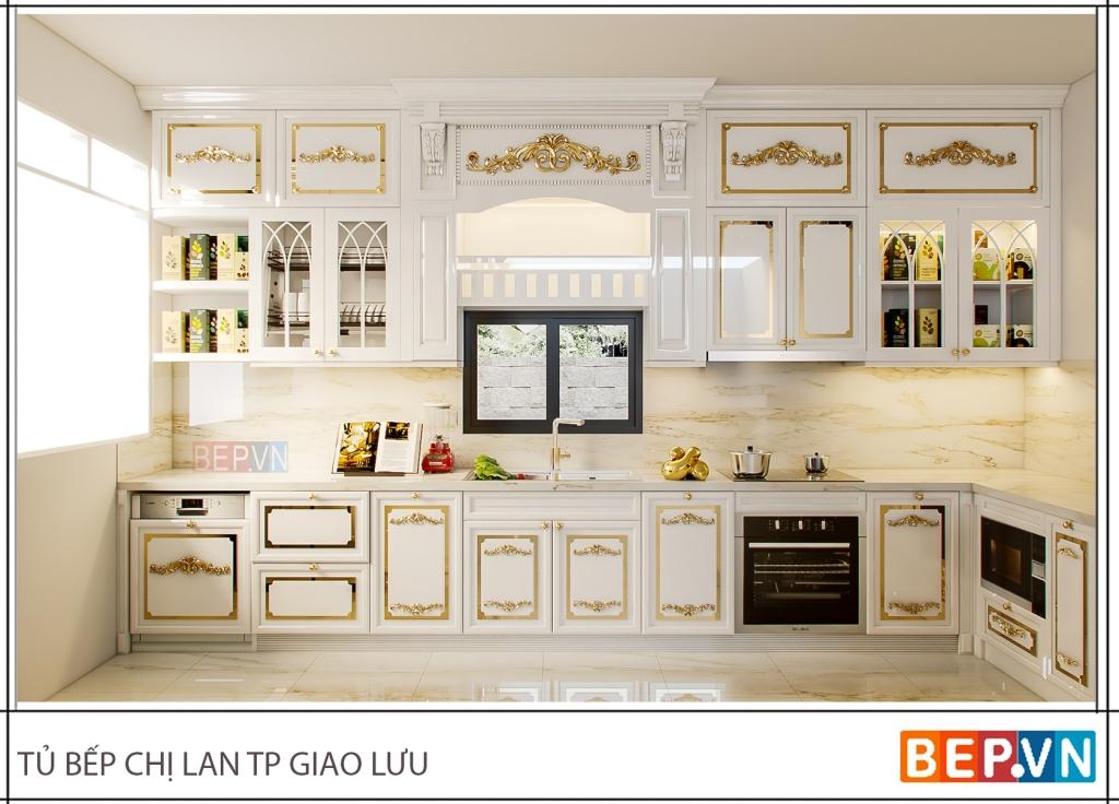 thiết kế tủ bếp theo phong cách cổ điển sang trọng
