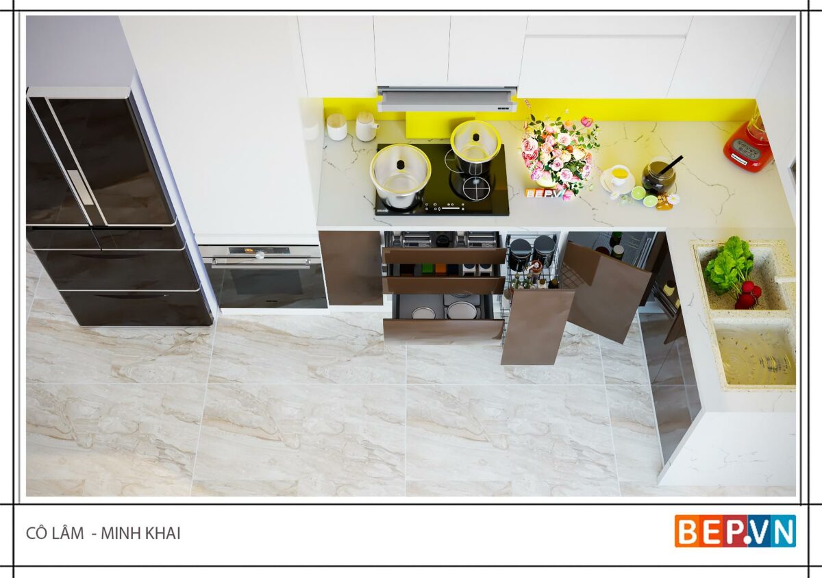 Thiết kế tủ bếp chữ L gia đình cô Lâm - Hình ảnh 3