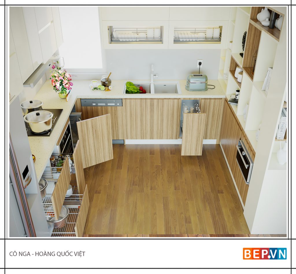 Tận dụng góc chết tủ bếp bằng phụ kiện thông minh