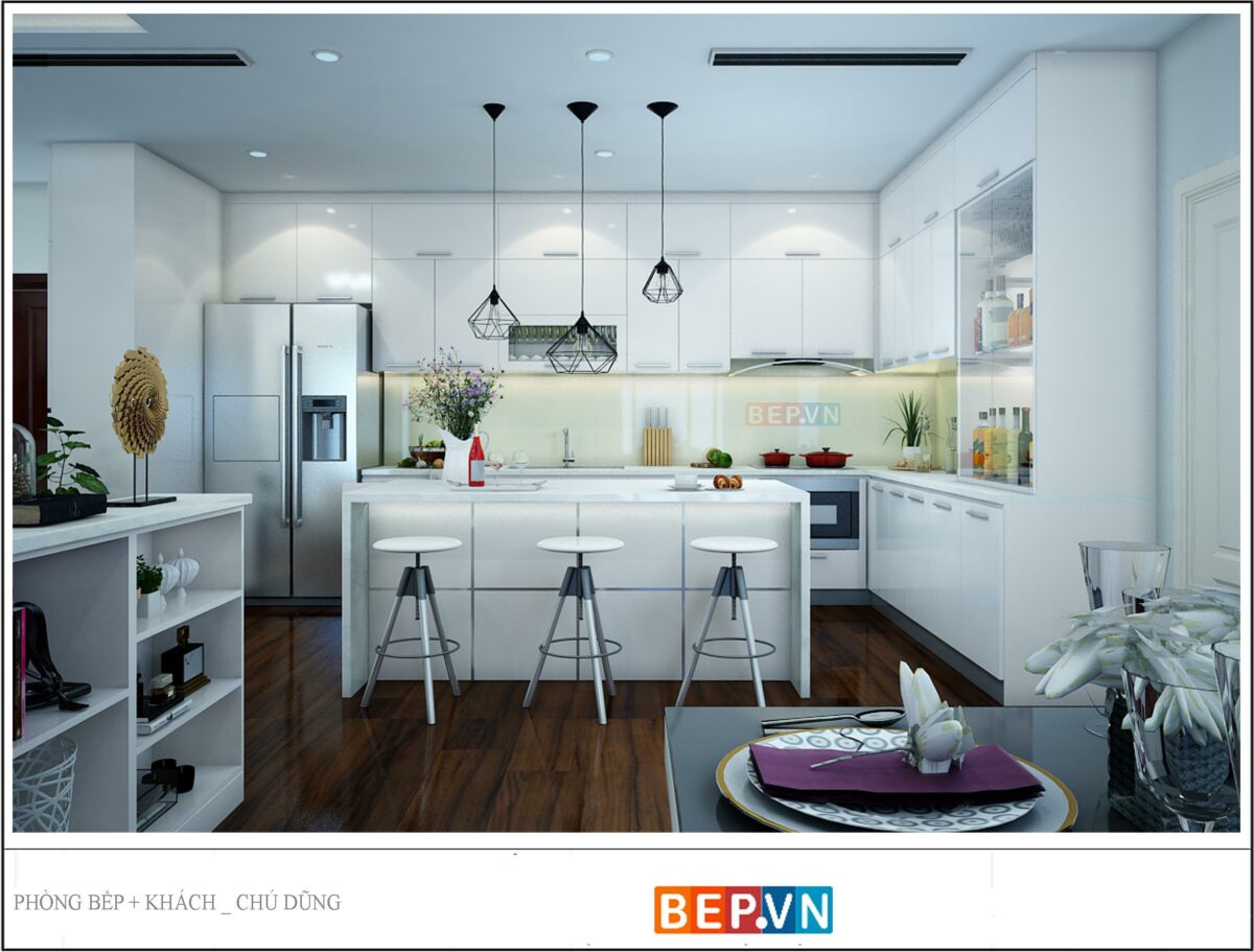 Tủ bếp đảo gia đình chú Dũng
