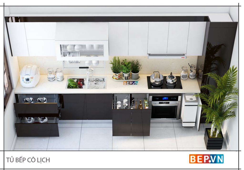 Tủ bếp thẳng đẹp gia đình cô Lịch Tủ bếp thẳng đẹp gia đình cô Lịch