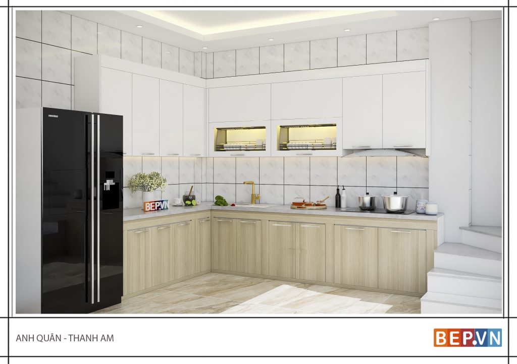 Tủ bếp đơn giản, mộc mạc nhà anh Quân