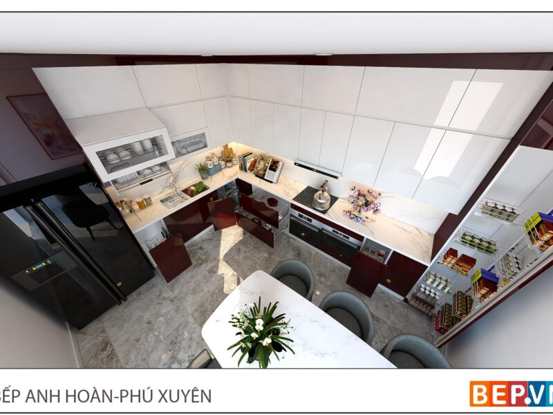 Thiết kế tủ bếp chữ L gia đình anh Hoàn - Phú Xuyên