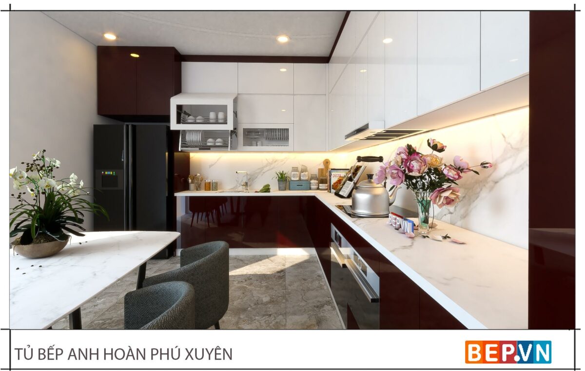 Thiết kế tủ bếp chữ L gia đình anh Hoàn - Phú Xuyên - Hình ảnh 4