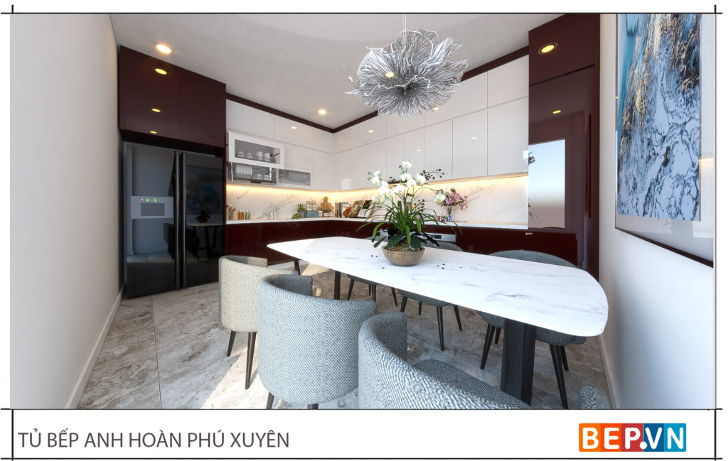 thiết kế tủ bếp kiểu chữ L đẹp gia đình anh Hoàn 1