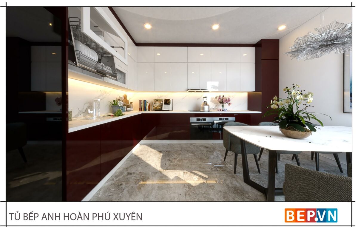 Thiết kế tủ bếp chữ L gia đình anh Hoàn - Phú Xuyên - Hình ảnh 3