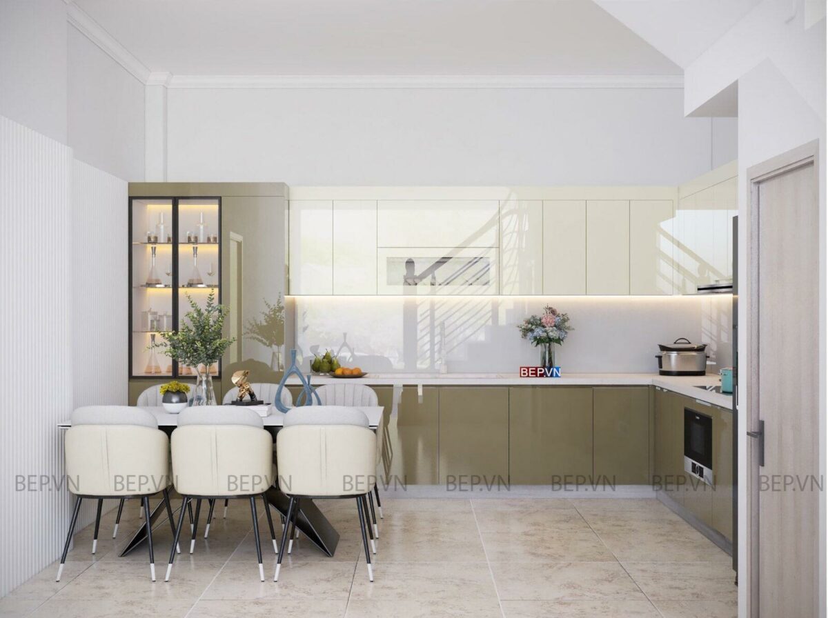 Tủ bếp Acrylic đẹp hiện đại - Chị Điệp An Dương Vương