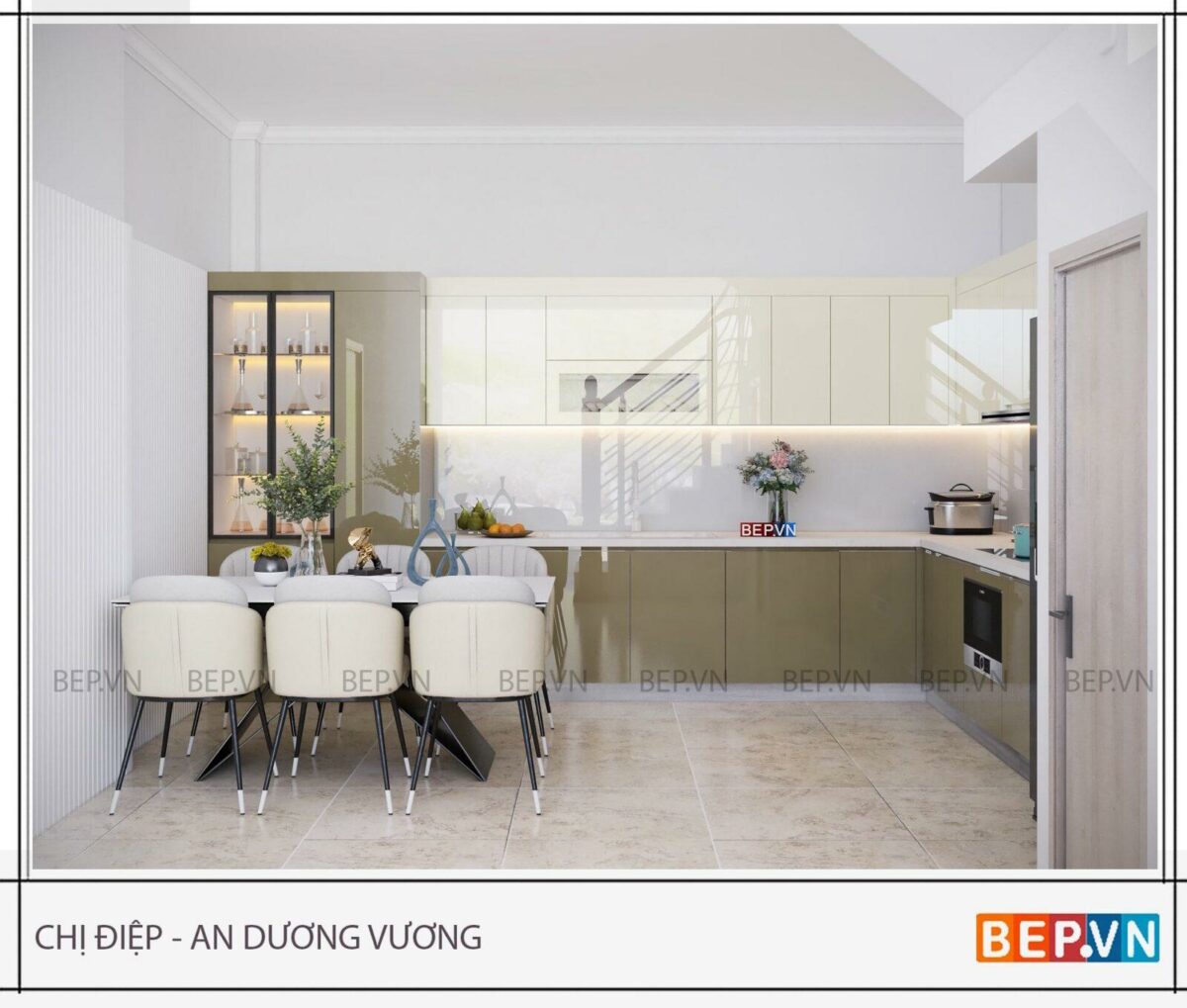 Tủ bếp Acrylic đẹp hiện đại - Chị Điệp An Dương Vương - Hình ảnh 2