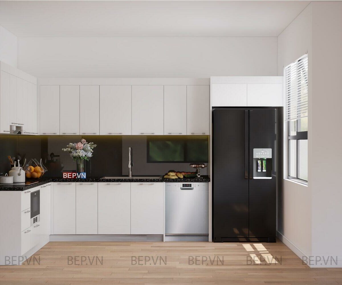 Tủ bếp inox cánh Acrylic hiện đại - Tủ bếp chú Bách