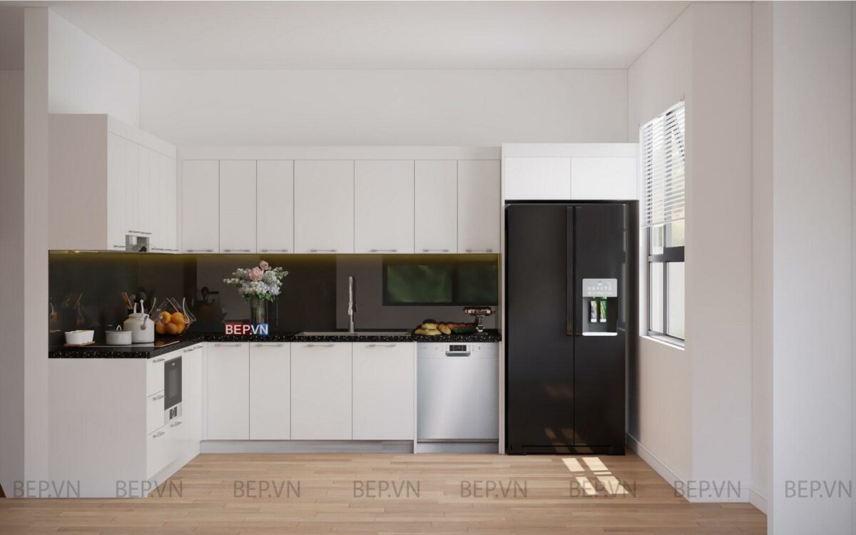 Tủ bếp inox cánh Acrylic hiện đại - Tủ bếp chú Bách