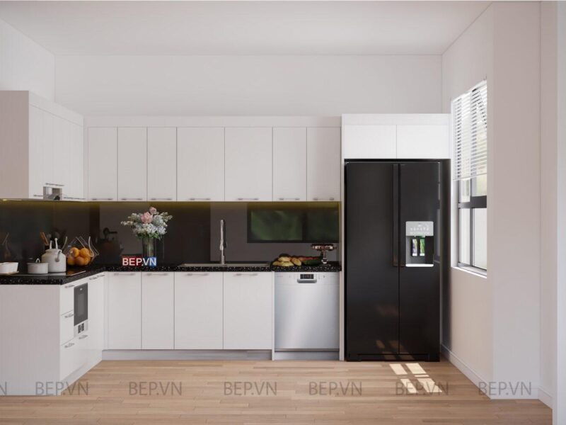 Tủ bếp inox cánh Acrylic hiện đại - Tủ bếp chú Bách