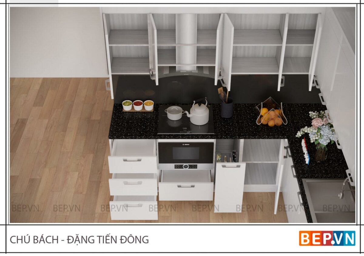 Tủ bếp inox cánh Acrylic hiện đại - Tủ bếp chú Bách - Hình ảnh 2