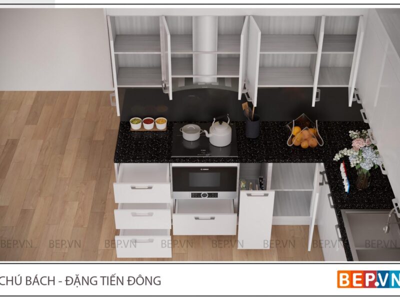 Alternative view of Tủ bếp inox cánh Acrylic hiện đại - Tủ bếp chú Bách