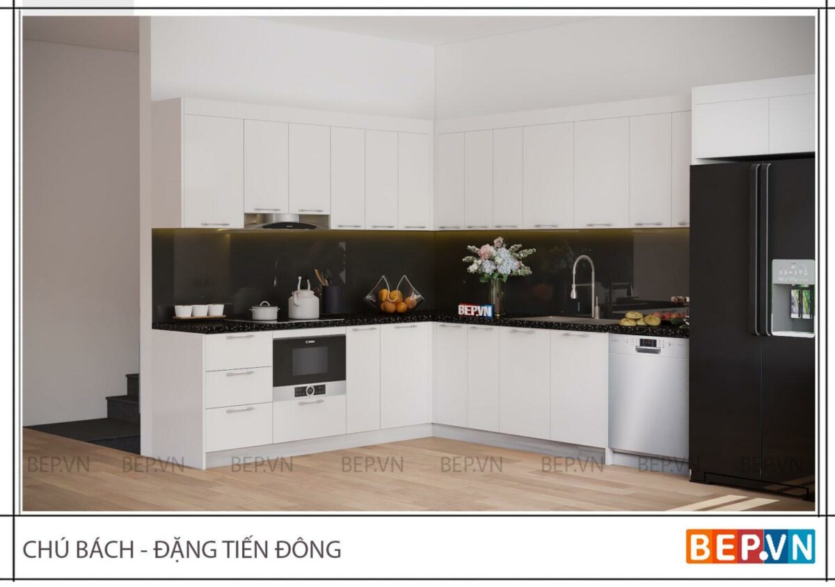 Tủ bếp inox cánh Acrylic hiện đại - Tủ bếp chú Bách - Hình ảnh 4