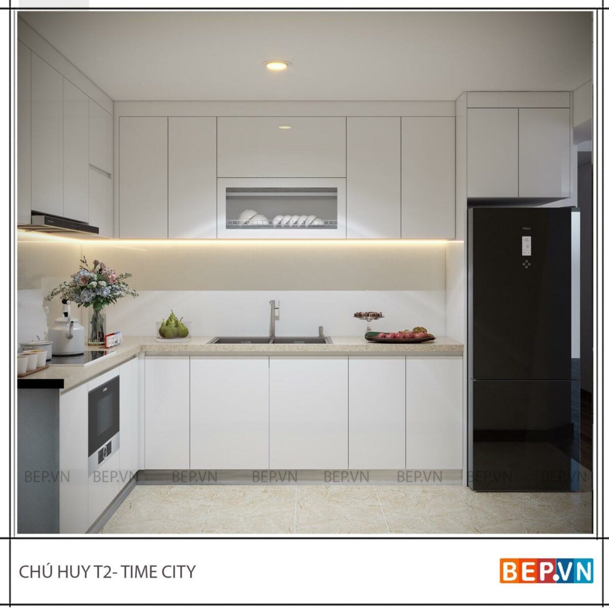 Tủ bếp chữ L cho nhà chung cư - Chú Huy Timecity - Hình ảnh 2