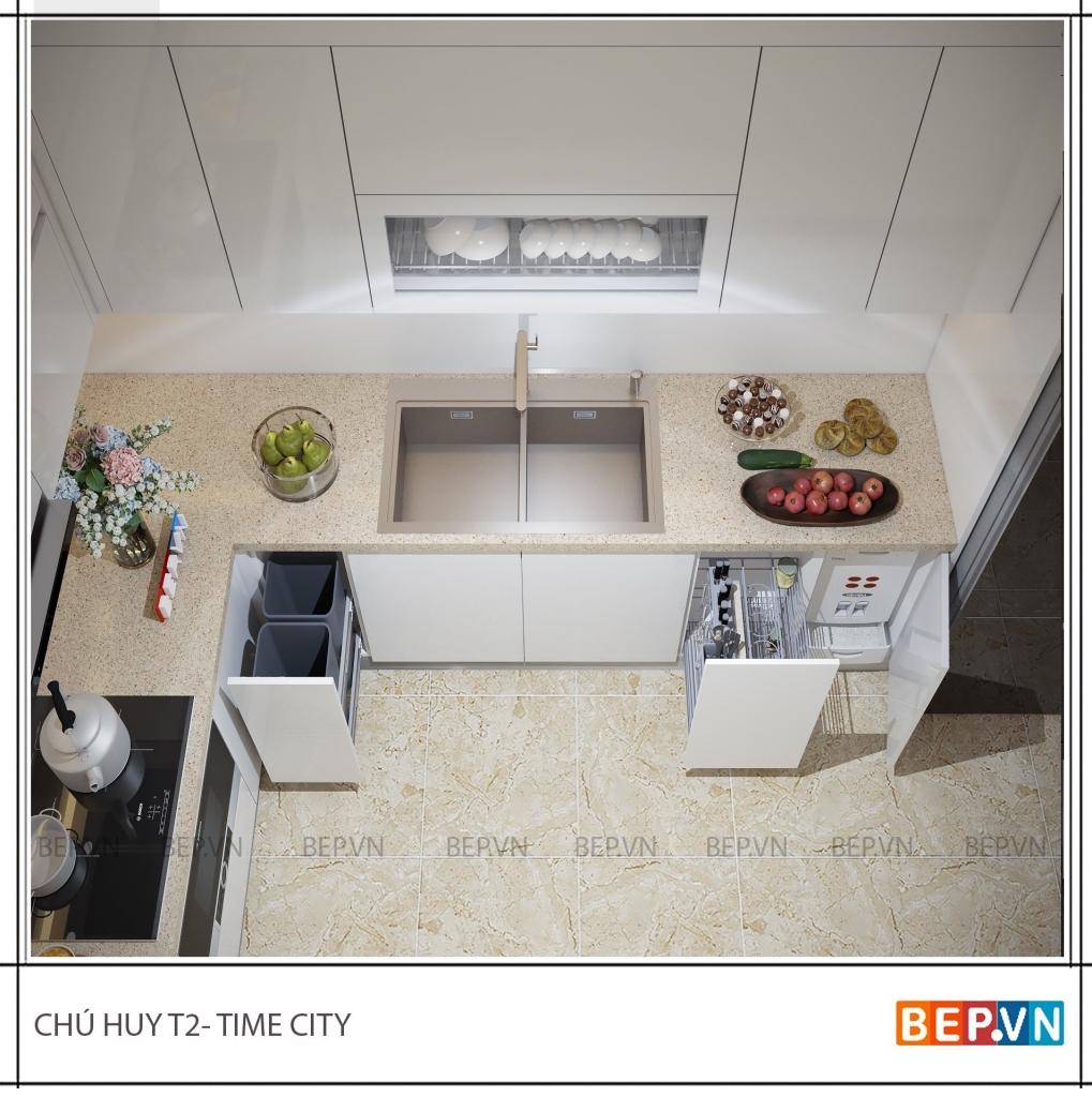 thiết kế tủ bếp chữ l đẹp hiện đại và tiện nghi của tủ bếp gia đình chú Huy