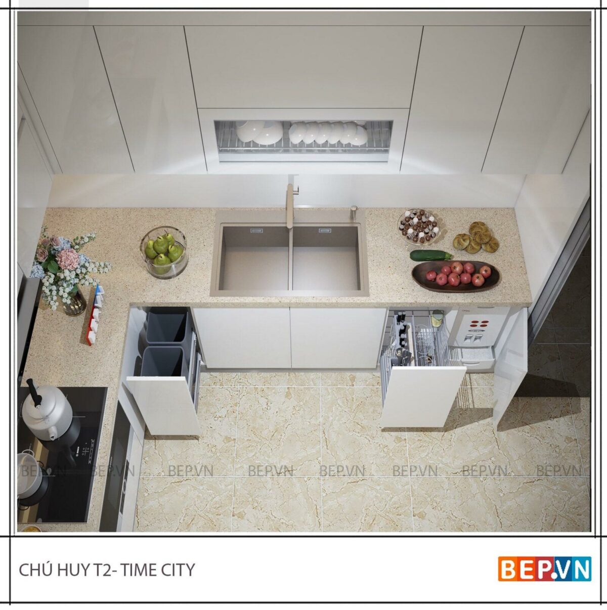 Tủ bếp chữ L cho nhà chung cư - Chú Huy Timecity - Hình ảnh 6